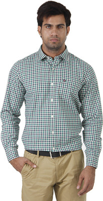 

London Fog Men' Checkered Casual Blue, Green Shirt