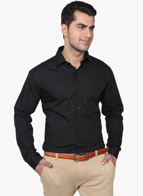

You Forever Men's Solid Casual Black Shirt