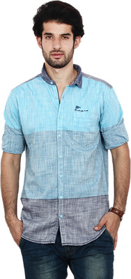 

FRD13 Men's Striped Casual Blue Shirt, Light blue