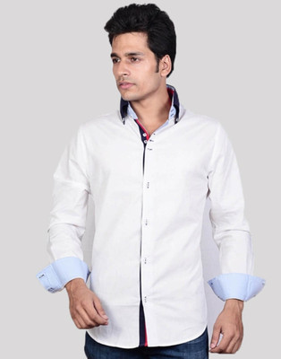 

Dazzio Men's Solid Casual White, Blue, Red Shirt