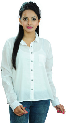 

Goodwill Impex Women's Solid Casual White Shirt