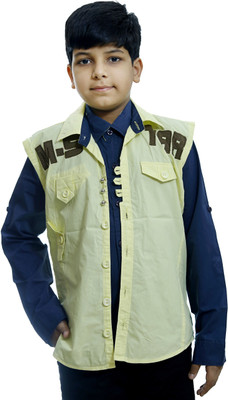 

Ennjoy Boys Solid Casual Blue, Yellow Shirt(Pack of 2, Blue-lemon