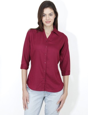 MAYRA Women Solid Casual Maroon Shirt