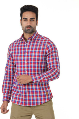 

London Fog Men's Checkered Casual Red, Blue Shirt