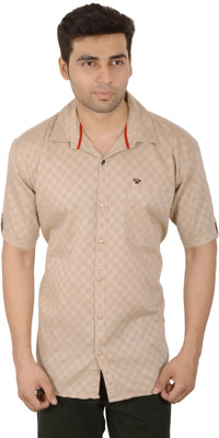 

Studio Nexx Men's Checkered Casual Gold Shirt