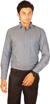 

Kriss Men's Solid Casual Blue Shirt, Grey blue