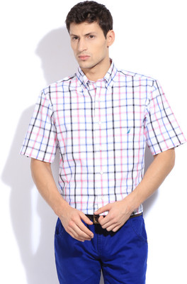 

Nautica Men's Checkered Casual Spread Collar Shirt, 6cs