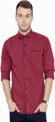 Fifty Two Men's Striped Casual Red Shirt