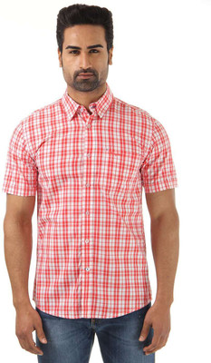 

Wrangler Men's Checkered Casual Red, White Shirt, Coral