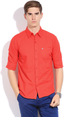 

Status Quo Men's Solid Casual Orange Shirt