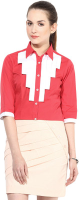 

Dazzio Women's Solid Formal Red, White Shirt, Coral