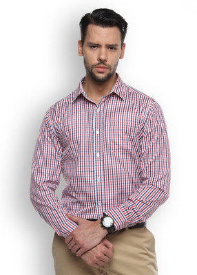 

Brooklyn Blues Men's Checkered Formal Red Shirt