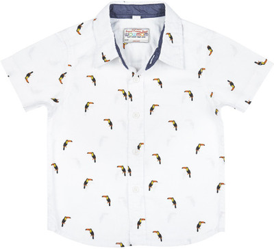 

Wow Mom Boys Printed Casual White Shirt