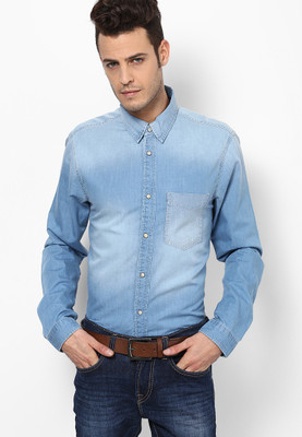 

Jack & Jones Men's Solid Casual Blue Shirt, Light blue denim