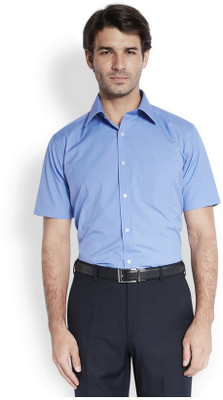 

Park Avenue Men's Solid Casual Blue Shirt