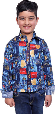 

Pari & Prince Boys Printed Casual Blue Shirt
