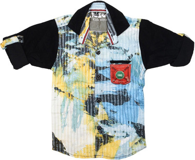 

Kidzee Men' Printed Casual Yellow Shirt