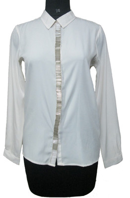

I Am For You Women's Solid Casual Club Collar Shirt, Ecru