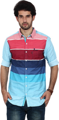 

FRD13 Men's Striped Casual Red Shirt