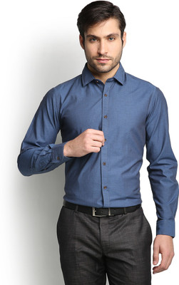 Blackberrys Men Self Design Formal Dark Blue Shirt