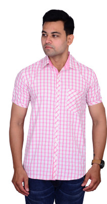 BRITISH TERMINAL Men Self Design Casual Pink Shirt