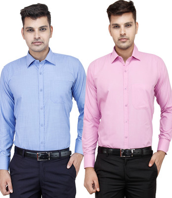 Frankline Men Solid Formal Multicolor Shirt(Pack of 2)