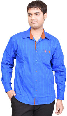 BRITISH TERMINAL Men Solid Casual Blue Shirt