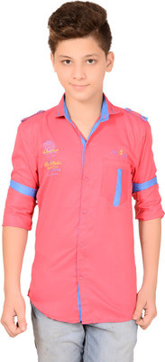

Anry Boys Solid Casual Pink Shirt, Majenta