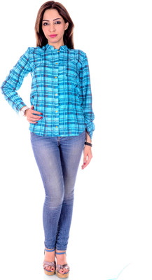 

Goodwill Impex Women's Printed Casual Blue Shirt