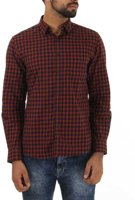 

Indian Terrain Men's Checkered Casual Maroon Shirt, Rust