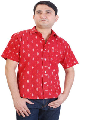 Viniyog Men Self Design Casual Red Shirt