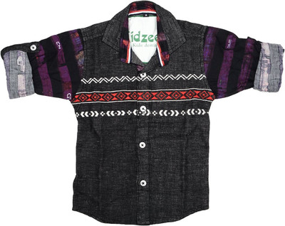 

Kidzee Boys Self Design Casual Black Shirt
