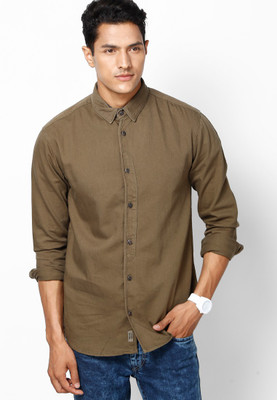 

Jack & Jones Men's Solid Casual Brown Shirt, Forest night