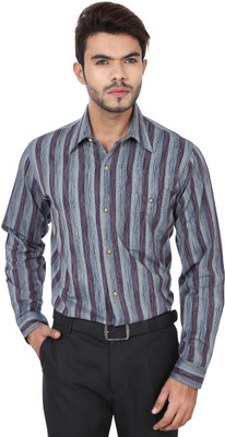 

Reevolution Men's Striped Casual Blue, Red Shirt