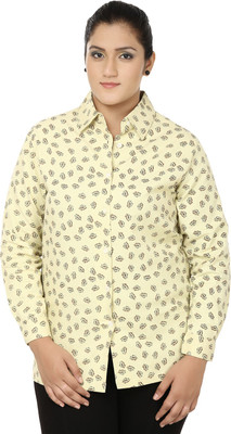 

Eves Pret A Porter Women's Printed Casual Yellow, Brown Shirt, Brown;lemon