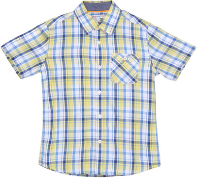 

Poppers by Pantaloons Boys Checkered Casual Yellow Shirt, Dark yellow
