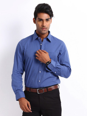 Protext Men Solid Formal Blue Shirt