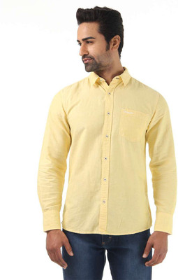 

Wrangler Men's Solid Casual Yellow Shirt