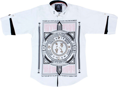 

MashUp Boys Printed Lounge Wear White Shirt