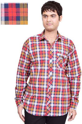 

British Terminal Men's Checkered Casual Yellow Shirt
