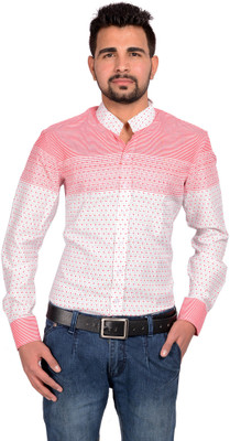 

Riwas Collection Men's Polka Print Casual Red, White Shirt