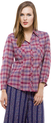 

FabTag - Being Fab Women's Checkered Casual Multicolor Shirt, Pink