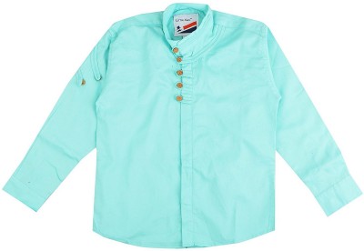 

Little Man Boy's Solid Casual Light Green Shirt, Sea green