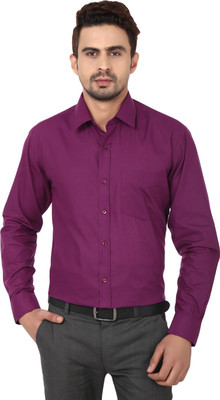 

Hanu Men' Solid Formal Purple Shirt