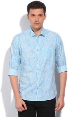 

United Colors of Benetton. Men's Printed Casual Blue Shirt, M30