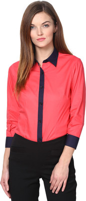 

Dazzio Women's Solid Formal Red, Black Shirt, Coral