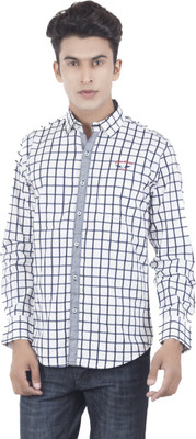 

EdenElliot Men's Checkered Casual Shirt, White