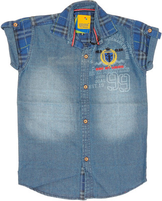 

Kidzee Boys Self Design Casual Blue Shirt