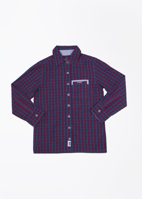 

NautiNati Boys Checkered Casual Green, Red, Purple Shirt, Purple-green-red