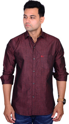 

British Terminal Men's Solid Casual Shirt, Maroon